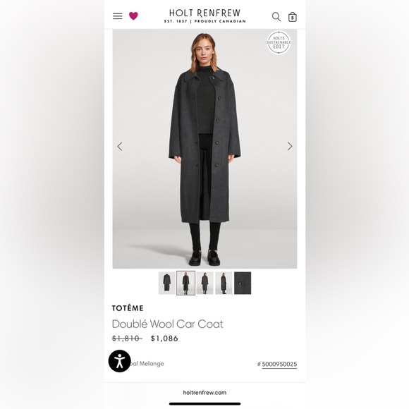 Toteme Jackets & Blazers - Toteme Gray Long Coat, sz 34